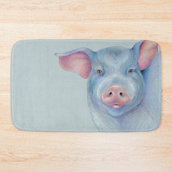 Item preview, Blue pig with pink nose & cocked ears, farm animal - "Hark"  designed and sold by Carye VanDerPol Mahoney.