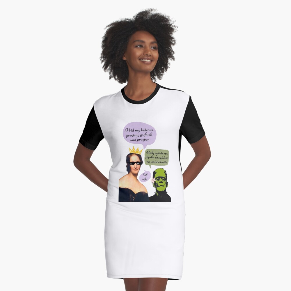 Mary Shelley Frankenstein Ugly Graphic T-Shirt Dress