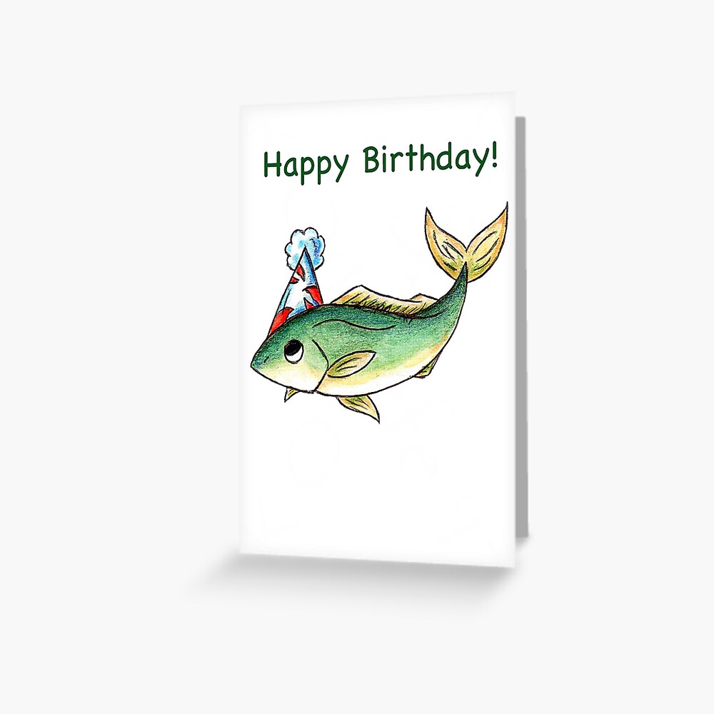 "Birthday Bass" Greeting Card by KOKeefeArt Redbubble