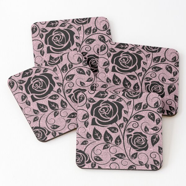 Aperçu de l'œuvre Motif Rose Mauve Noir créée et vendue par HappyLifeCreate.