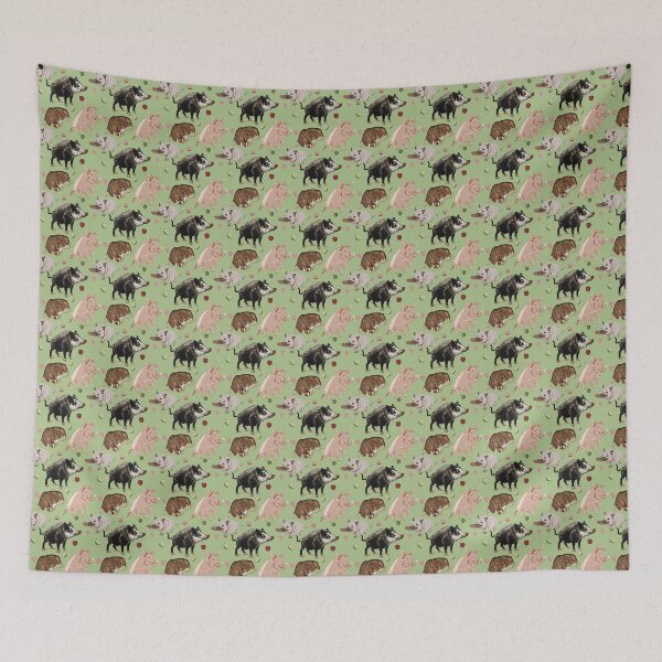 Item preview, Pig pattern in apple green designed and sold by EskTuulispaa.