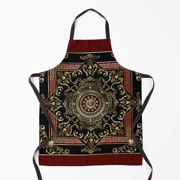 Item preview, Greek Key Meander Red Gold Black Medallion Ornate Baroque designed and sold by Yiorgos Designs.