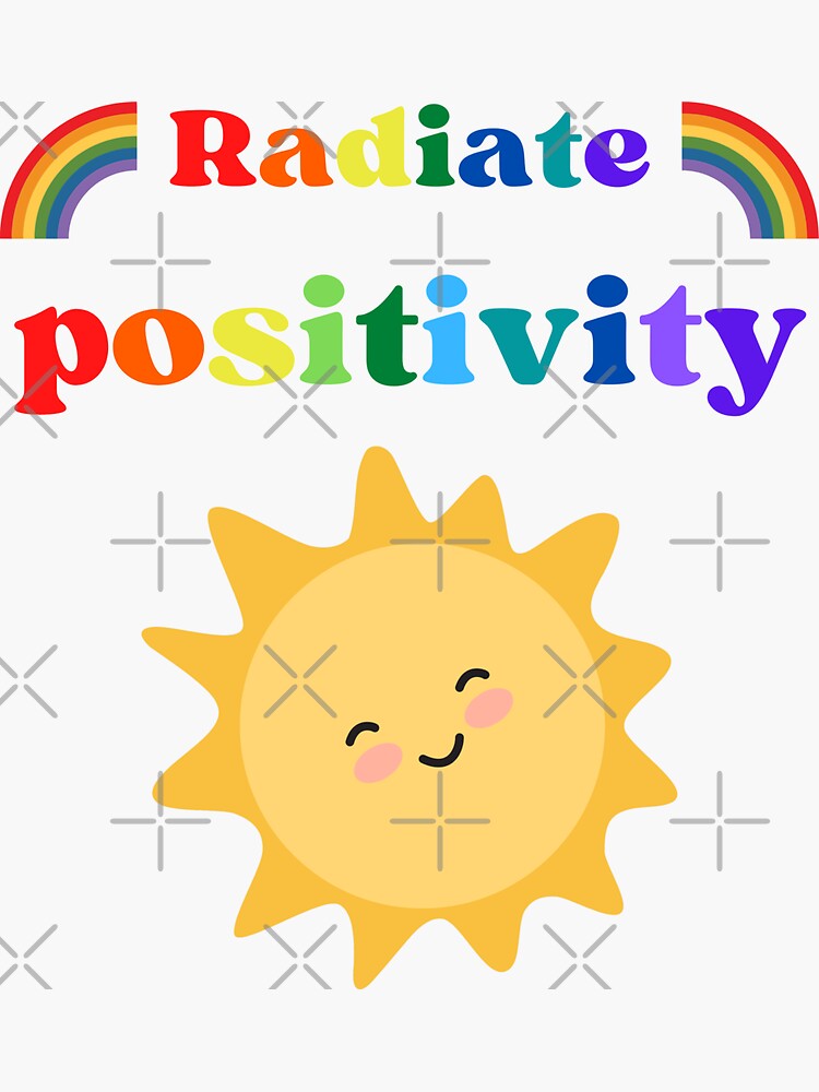 Radiate Positivity Smiling Sun Rainbow Sticker For Sale By Salahdsgn Redbubble