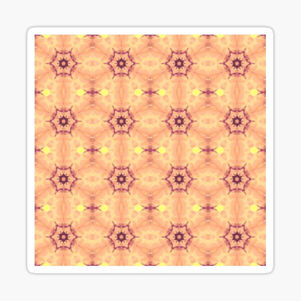STAR WITH SPIKES funky pattern of flowers in pinks yellow oranges and burgundy 2022 Sticker