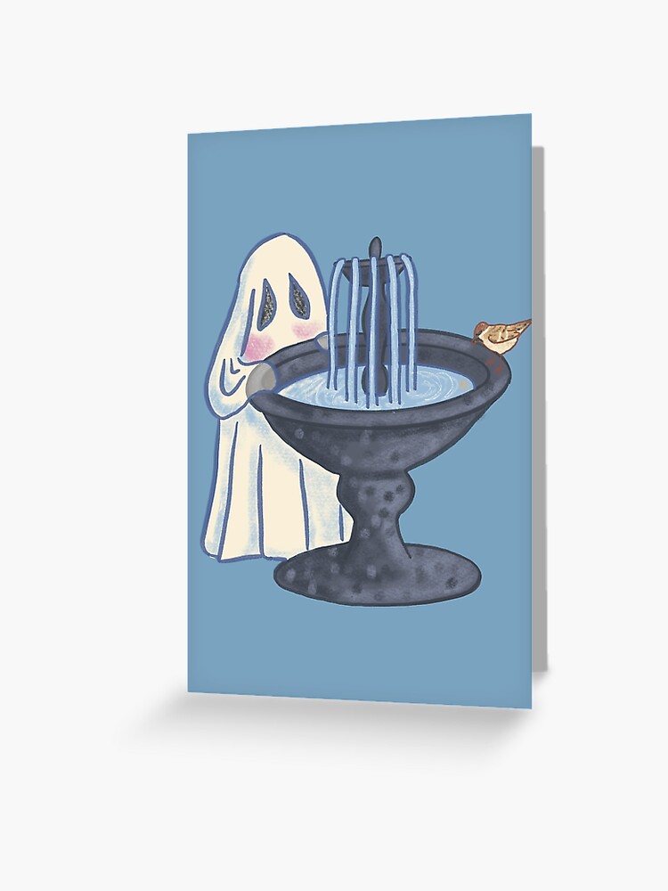 Ghost Reflecting in a Bird Bath Greeting Card for Sale by