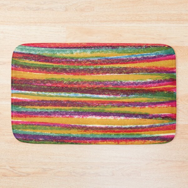 Item preview, Horizontal ocher,green and pink striped pattern - handpainted  designed and sold by patterncrow.