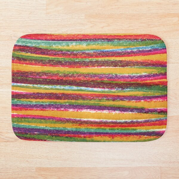 Item preview, Horizontal ocher,green and pink striped pattern - handpainted designed and sold by patterncrow.