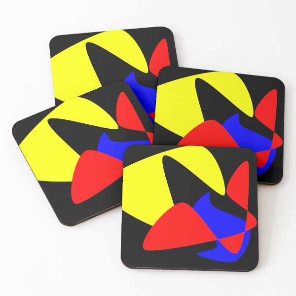 Item preview, Red Blue Yellow Curvy Abstract Art designed and sold by hydezero's art.