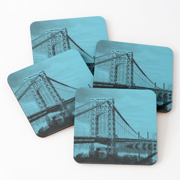 Item preview, George Washington Bridge blue and black silhouette designed and sold by HarrietRGoren.