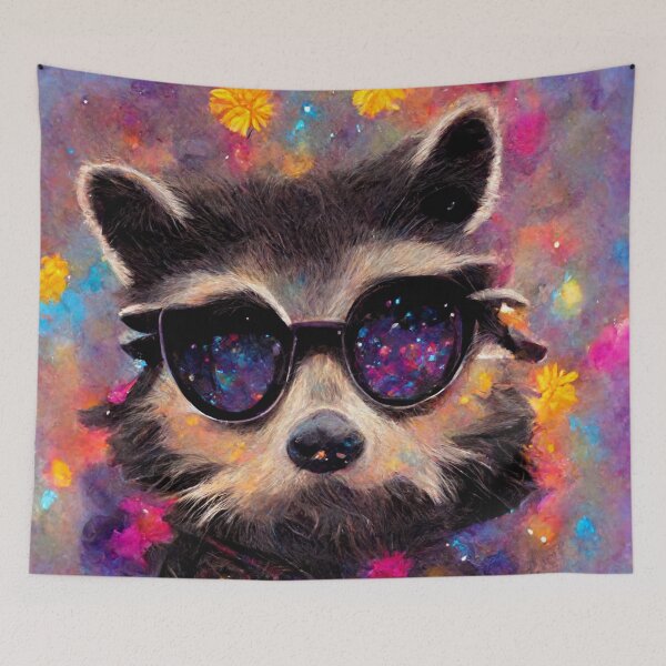 Item preview, Raccoon Wearing Sunglasses in Space designed and sold by MythicPrompts.