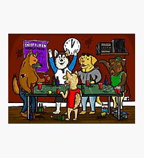 Dogs Playing Pong Photographic Print