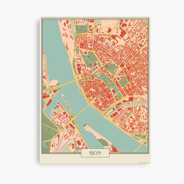 Item preview, Retro Style Map of Riga designed and sold by ArtNouveauMaps.