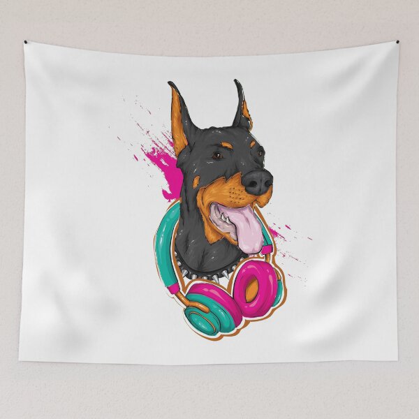 Item preview, perro colorido fresco con auriculares designed and sold by Mashka93.
