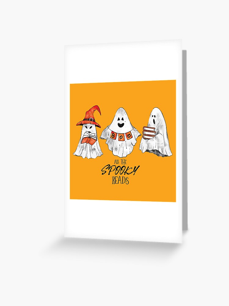 Thumbnail 1 of 2, Greeting Card, All The Spooky Reads designed and sold by eviebookish.