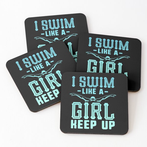 Item preview, I Swim Like A Girl Keep Up Swim Team Shirt Women Swimmer Essential T-Shirt designed and sold by beluovera.