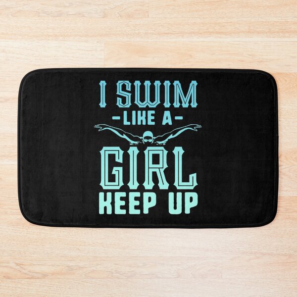 Item preview, I Swim Like A Girl Keep Up Swim Team Shirt Women Swimmer Essential T-Shirt designed and sold by beluovera.