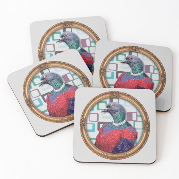 Item preview, Red Glam Pigeon Lady in Vintage Frame designed and sold by FaceTheStrange.