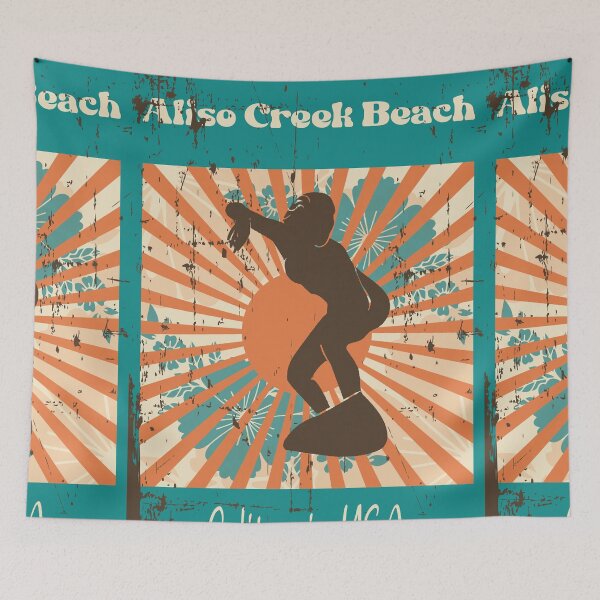 Item preview, Aliso Creek Beach Retro Surfer Girl designed and sold by LanikaiBeach.