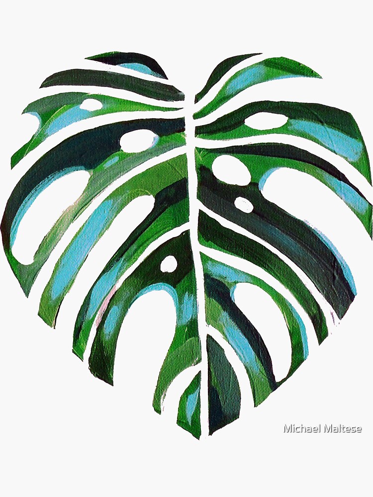 Thumbnail 3 of 3, Sticker, Swiss Cheese Monstera Tropical Foliage Plant designed and sold by MichaelJMaltese.