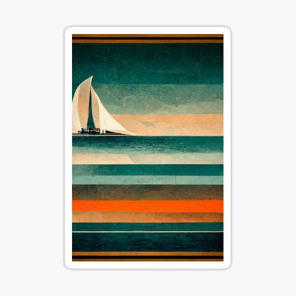 Item preview, Sail Boat Art Deco designed and sold by ArtDecoGecko.