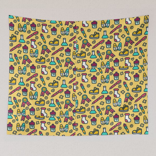 Item preview, Kawaii Back to School Supplies Doodle Pattern designed and sold by AdelDa19.