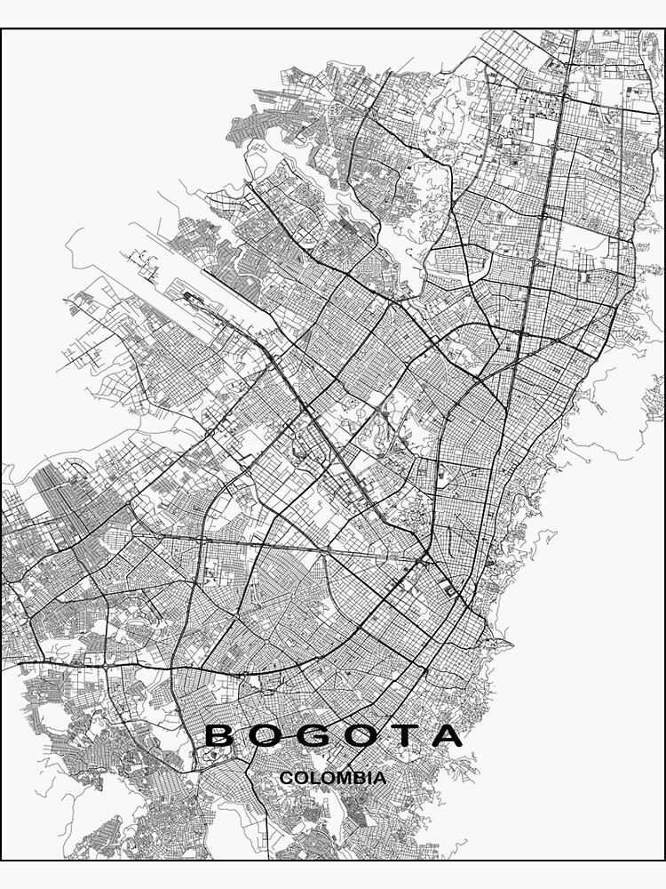 Bogota City Map Colombia Map Bogota City Map Sticker For Sale By Mondoartshop Redbubble 