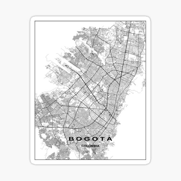 Bogota City Map Colombia Map Bogota City Map Sticker For Sale By Mondoartshop Redbubble 