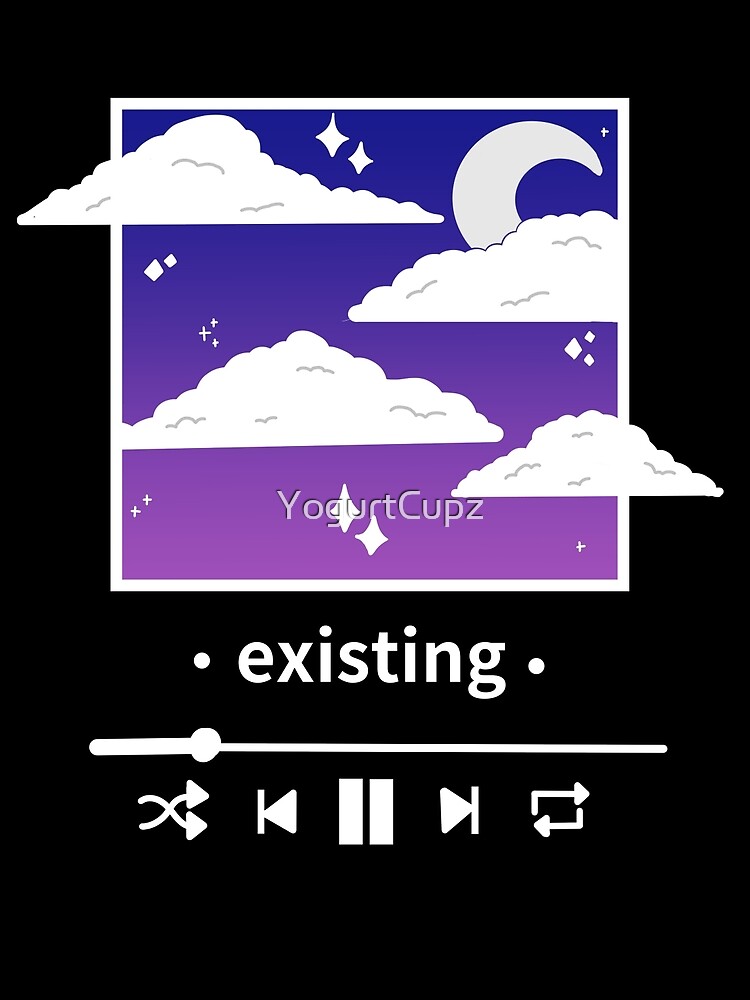 "Listening to Music Cloudy Night Sky Existing" Poster for Sale by