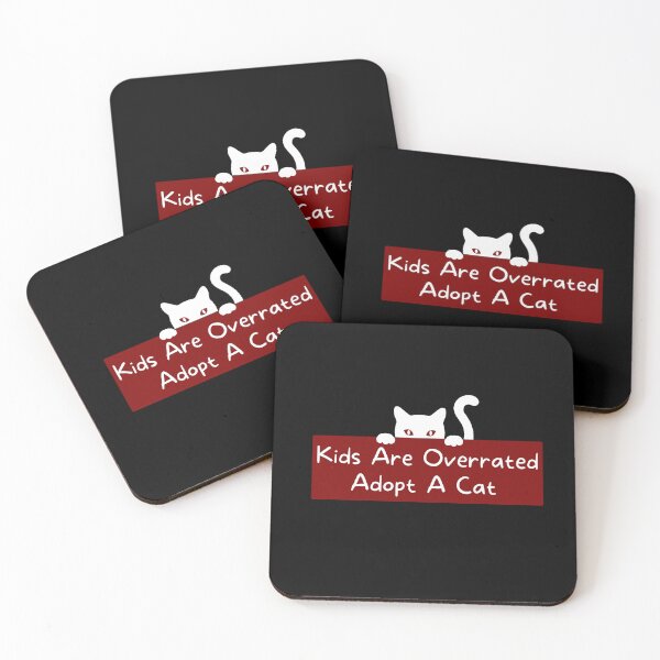 Item preview, Kids Are Overrated Adopt A Cat - Peeking Cat Red designed and sold by TheOtherDesign.