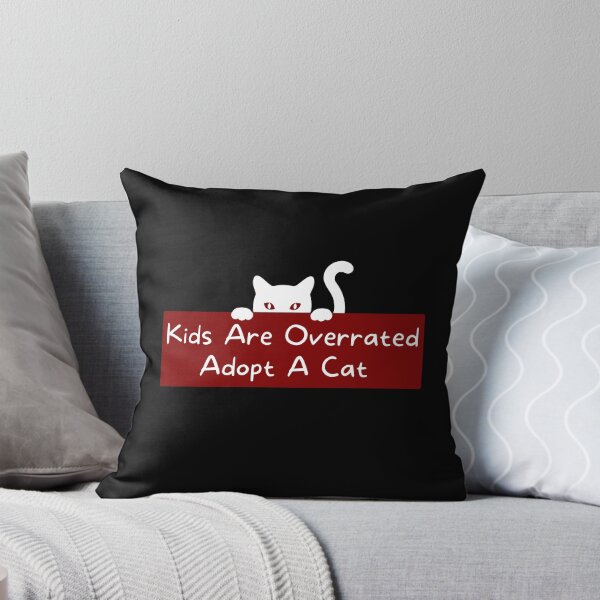 Item preview, Kids Are Overrated Adopt A Cat - Peeking Cat Red designed and sold by TheOtherDesign.