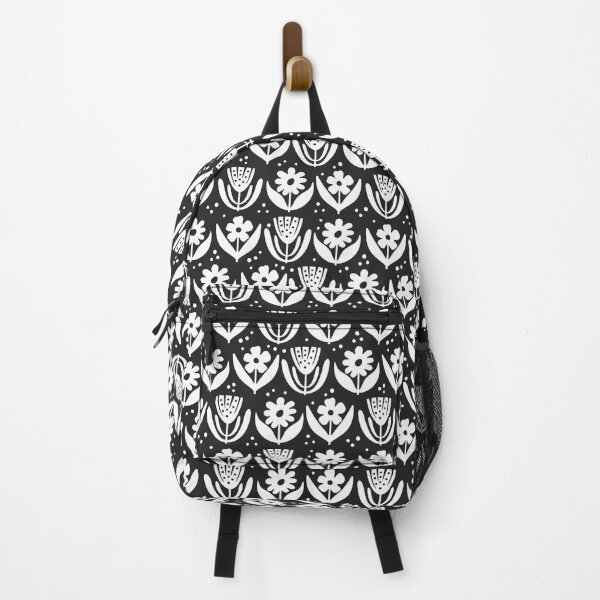 Item preview, Nordic Later Summer Florals White on Black Pattern designed and sold by cindytomczyklee.