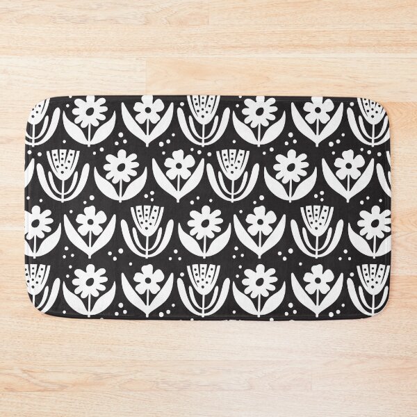 Item preview, Nordic Later Summer Florals White on Black Pattern designed and sold by cindytomczyklee.