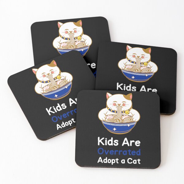 Item preview, Kids Are Overrated Adopt A Cat - Cute Ramen Eating Cat designed and sold by TheOtherDesign.