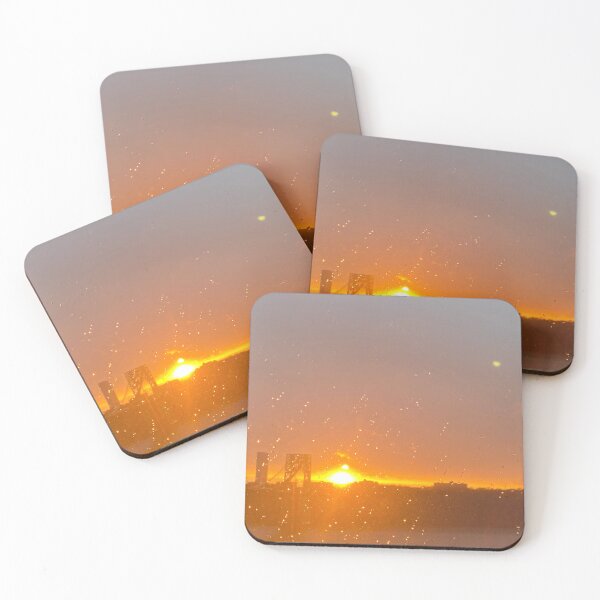 Item preview, George Washington Bridge and Hudson River in orange sunset rainstorm designed and sold by HarrietRGoren.
