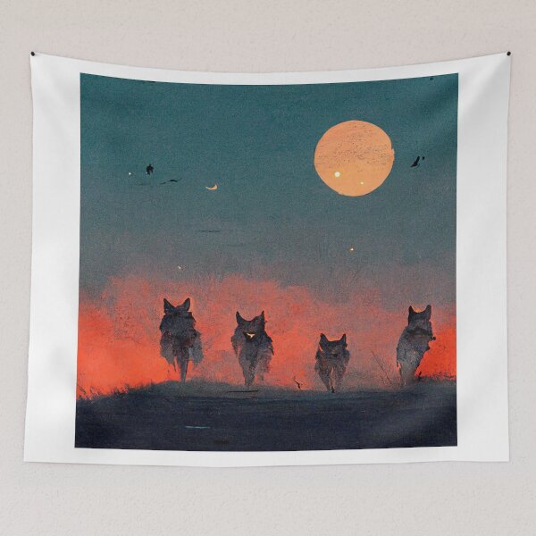 Item preview, Wolf Pack with Moon - Artwork designed and sold by The  Artwork.