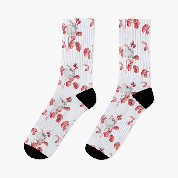 Item preview, Cabbage Rose Flower, Alternative Illustration - Grey and Red Rose designed and sold by DaphneKstudio .