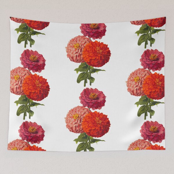 Item preview, Botanical Art Pink and Red Zinnia Bunch designed and sold by MochaMeli.
