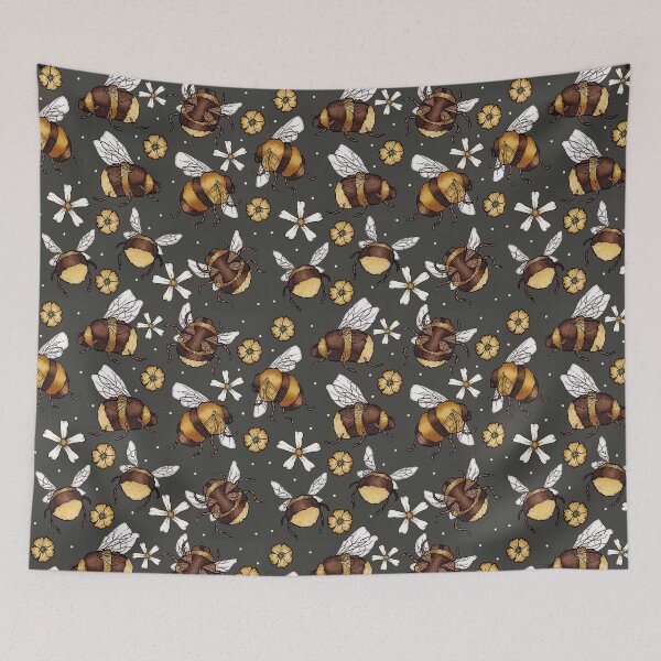 Item preview, Busy Bee Pattern (on charcoal) designed and sold by Saint Jordyn.