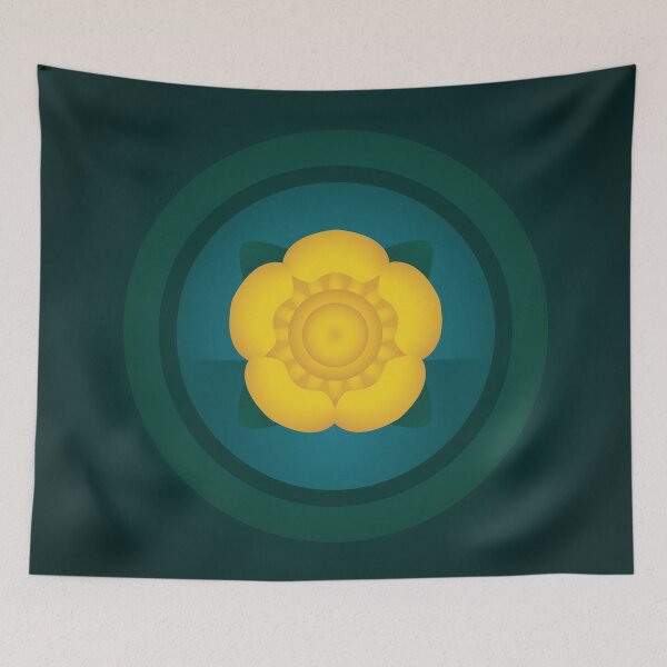 Item preview, Yellow Pond Lily Design - Green Background designed and sold by HighwaterArt.