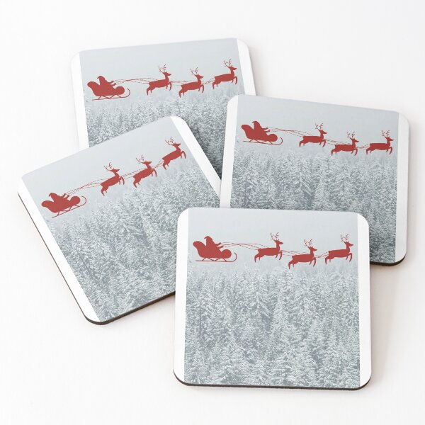 Artikelvorschau, Weihnachtsmann über schneebedeckten Bäumen entworfen und verkauft von JZCustom Art Sales.