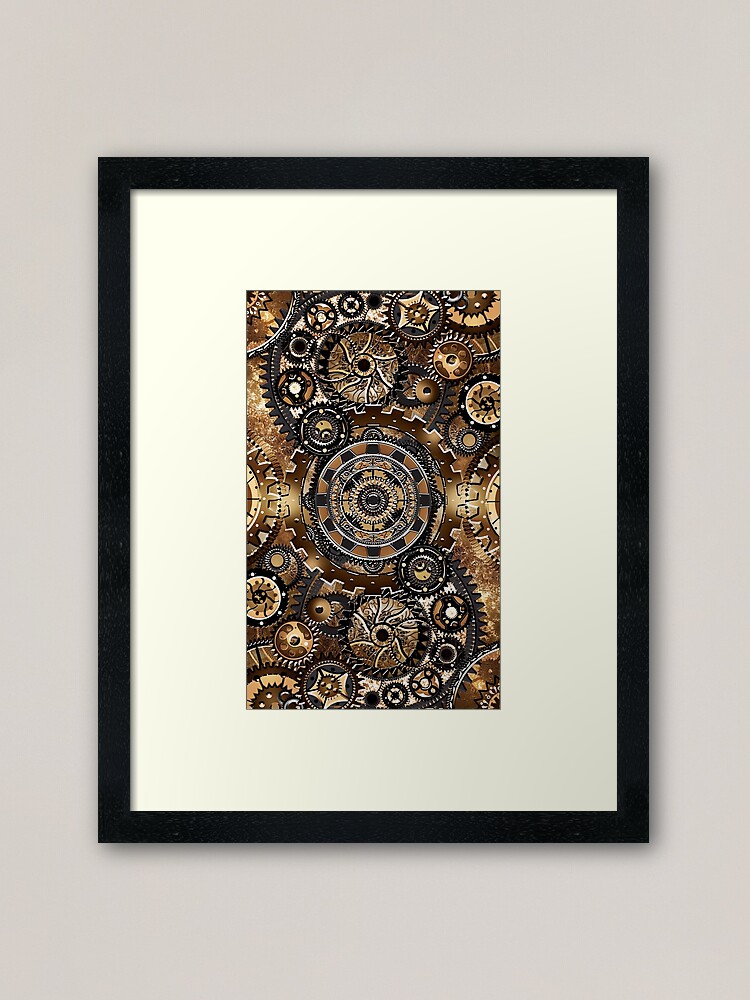 Steampunk Gear Wall Framed Art Print By Evocexperiments Redbubble