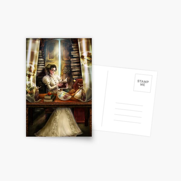 Steampunk Librarian Postcard