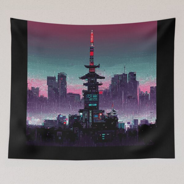 Artikelvorschau, Cyberpunk Japan Pixelart entworfen und verkauft von The Artwork.