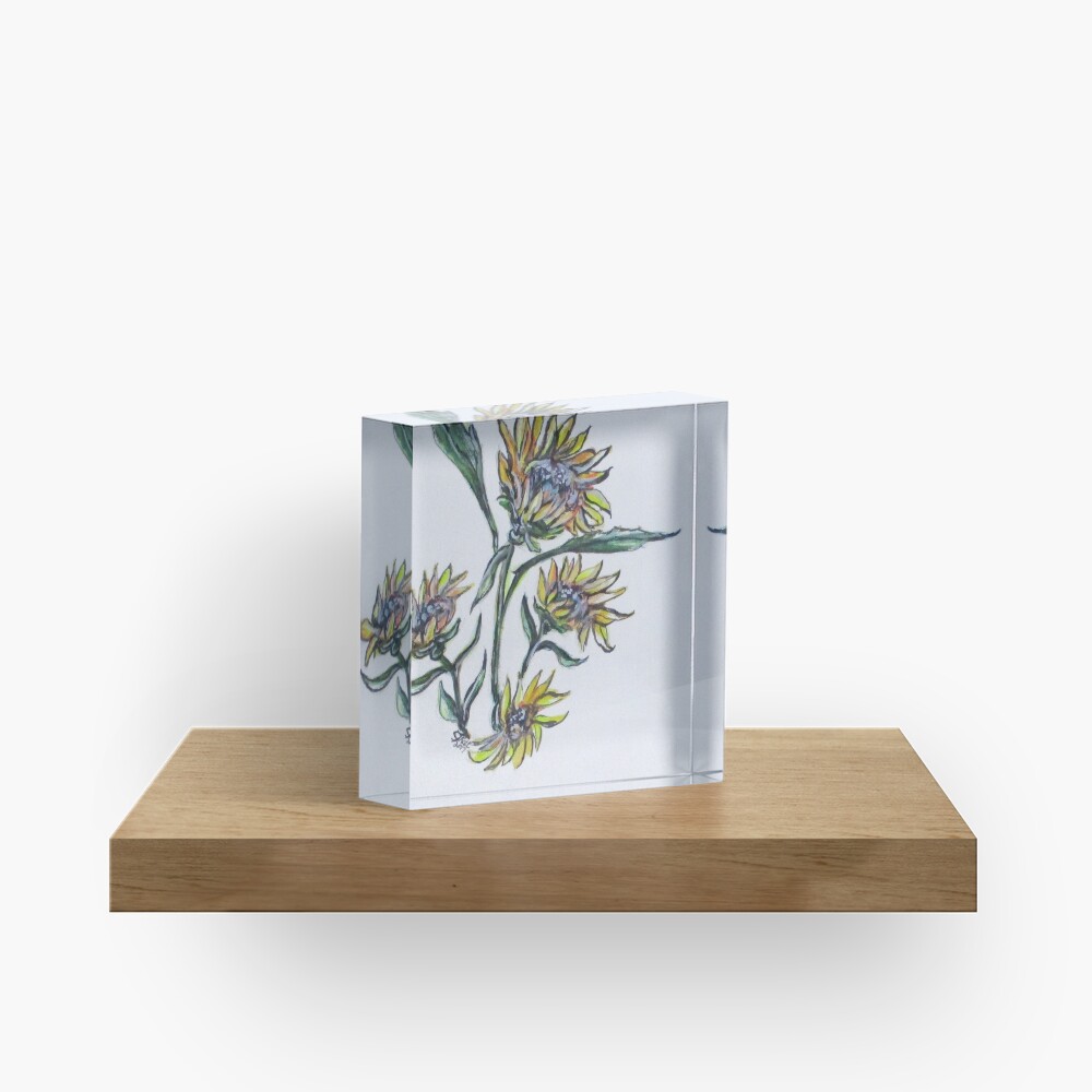 Sunflower Crazy Acrylic Block