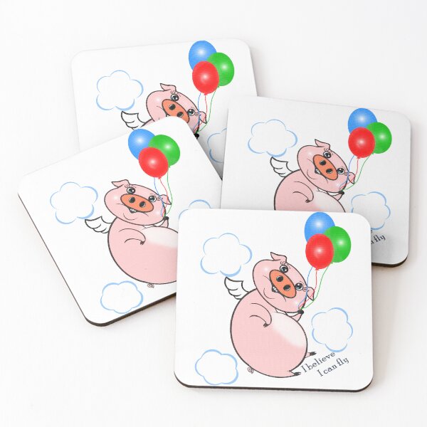 Item preview, I believe I can fly -  cute Pig  designed and sold by Shirley cute art .