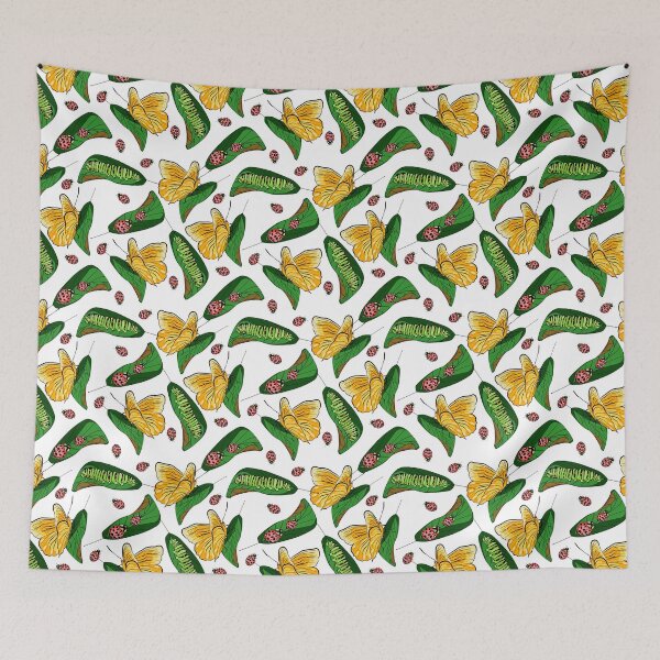 Item preview, Insects on leaves floral pattern  designed and sold by Mashusha-art.