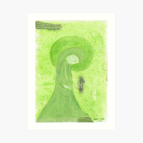 Mary in the meadow with flowers Art Print