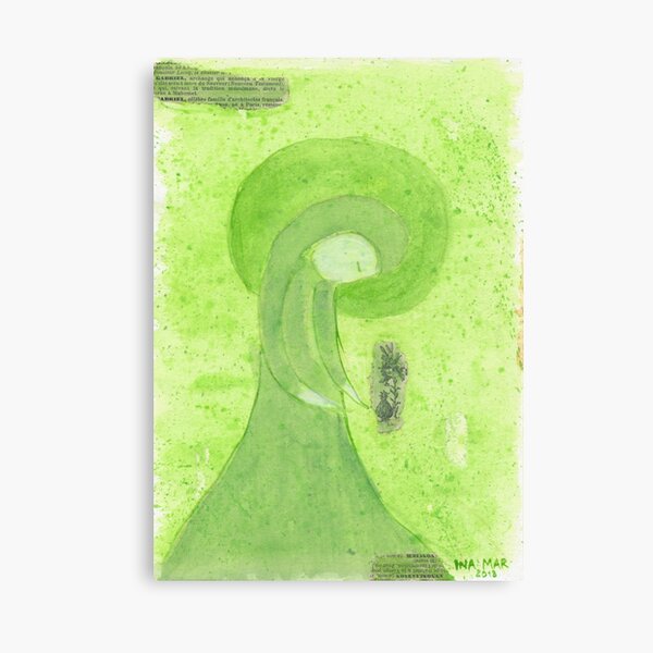 Mary in the meadow with flowers Canvas Print