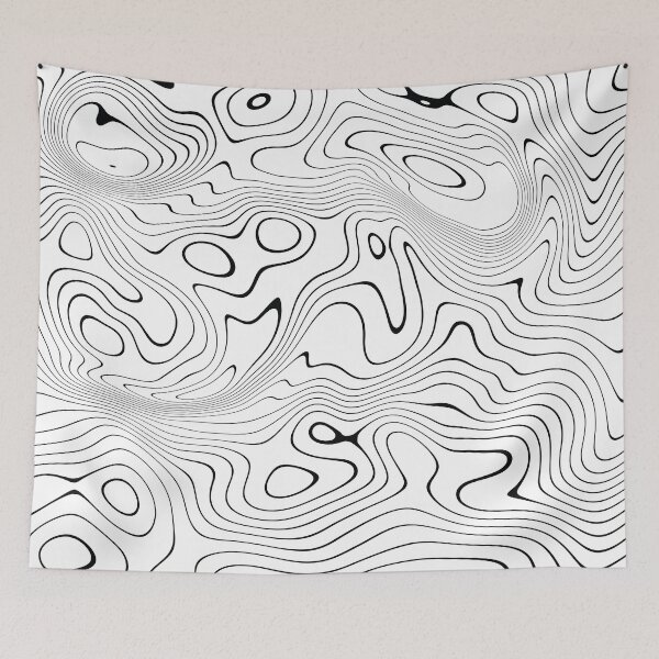 Item preview, Abstract Black and White Topographic Line Pattern designed and sold by ind3finite.