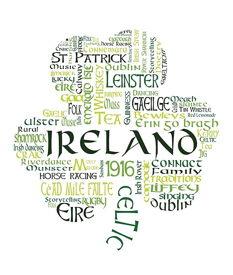 "Ireland Shamrock Word Cloud - Irish " Posters by suescreations | Redbubble